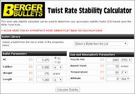 stability calculator determine optimal barrel twist rate