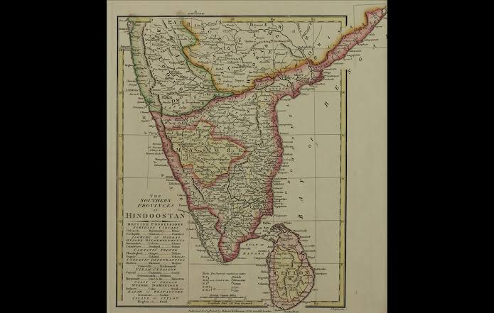 Map of the Southern Provinces of India showing British possessions - Sarmaya
