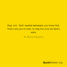 Anyway, one can point out that god is dog spelled backwards all you want. Dog Is A God Spelled Backward You Know That That S Why You Re Here To Help The Nuns Do God S Work W Bruce Cameron