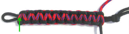 Just like the instructions above, take one end of the rope and create a loop beneath the whole cord. 2 Color Paracord Bracelet Instructions