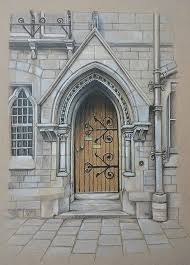 Balliol College Oxford Door Original Drawing By Demi Lang Indian Ink Fine Liner Pen And Pencil On Paper Cool Artwork A Level Art Sketchbook A Level Art