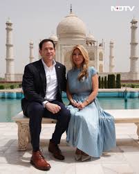 InPics US Secretary of State Marco Rubio visited the Taj Mahal in Agra on  Monday morning during his four-day diplomatic visit to India, accompanied  by his wife Jeanette Rubio and US Ambassador