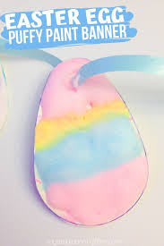 At its essence, puffy paint is shaving cream (the biggest component), equal parts glue & flour, and liquid watercolor (or food coloring). Easter Egg Craft Made With Homemade Puffy Paint And A Montessori Twist