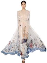 Mermaid Printed Silk Chiffon Dress Style Inspiration Dresses Valentino Dress Silk Chiffon