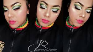 Look intenso reggae 💚💛♥️| Atrévete a probar algo nuevo |Maquillaje  Colorido 💚💛♥️ |Jenny Roman
