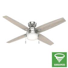 Hunter Crossfield 54 In Brushed Nickel Led Indoor Ceiling Fan With Light Kit 4 Blade Lowes Com In 2020 Ceiling Fan With Light Fan Light Ceiling Fan