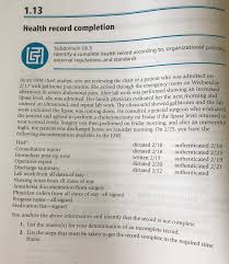 Solved 1 13 Health Record Completion Ldentify A Complete