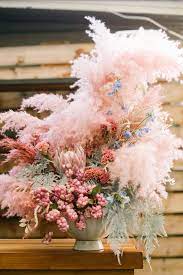 Effet Plume Rose Deco Fleur Mariage Fleurs Mariage Bouquet Mariee Fleurs Sechees