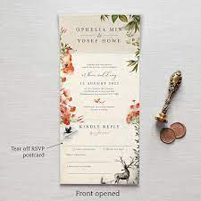 Once Upon A Time All In One Wedding Invitations No Envelope Needed Rustic Autumnal Woodland Fox Deer Fall Wedding Invites Kartu Undangan Pernikahan Undangan Pernikahan Perkawinan