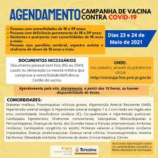Peruíbe uma cidade de todos! Fms Reabre As 18h Agendamento Para Vacina Covid De Pessoas Com Comorbidades Prefeitura Municipal De Teresina