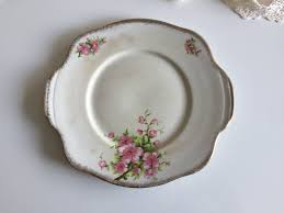 Rare Vintage Alma Ware Cake Plate With Apple Blossoms Pattern