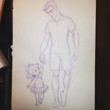 I Saw The Cutest Dad Walking With His Little Daughter The Other Day Dad Drawing Father S Day Drawings Family Drawing