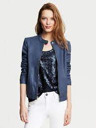 Banana Republic Blue Leather Moto Jacket Fashion Jackets How To Wear