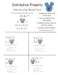 The Distributive Property Of Multiplication Is Broken Down Into Easy Steps By Using The Mouse Upper Elementary Math Distributive Property Math Fact Worksheets