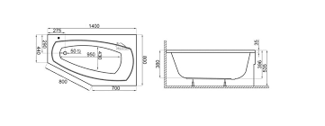 Kaldewei eurowa 1400 x 700 x 390 bathe. Badewanne Eckbadewanne Marika 140 X 80 Cm Rechts Ecolam