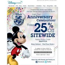 Disney You Re Invited To Celebrate Our 25th With 25 Off Disney Store Disney Printable Coupons