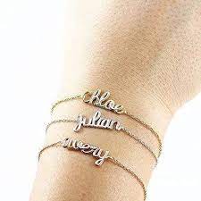 With a satellite paperclip chain bracelet make a layered gold bracelet or to simply to wear on its own. Amazon Com Custom Name Bracelet Personalized Name Bracelet Letter Bracelet Gold Filled Name Bracelet Gold Filled Initial Bracelet Handmade