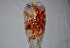 Grand Vase Peint Style Murano Couleurs Feu Vase Rouge Vase Peint Murano Vase Multicolore Vase Arc En Ciel Peinture Sur Verre Opale Vases Peints Vase Rouge Vase