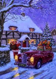 Santaclaus Is Their In 2020 Christmas Scenery Christmas Paintings Christmas Scenes