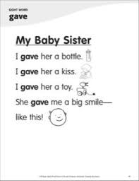 My Baby Sister Sight Word Gave Super Sight Words Poem Printables English Poems For Kids Sigh Words Sight Words