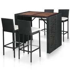 De nombreux modèles en stock. Bar De Jardin Avec Chaises Hautes En Acacia Et Resine Tressee