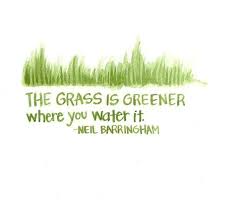 You may think the grass is greener on the other side, but if you take the time to water your own grass, it would be just as green. Grass Is Greener Quotes Funny Quotesgram