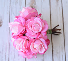 You dream it we can design it. Fuchsia Hot Pink Real Touch Roses Silk Wedding Flower Bouquet