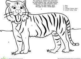 Watercolor Paint By Number Tiger Worksheet Education Com Tiger Drawing Coloring Pages For Kids Preschool Colors This video is a about rainy season scenery drawing for beginners with oil pastel. watercolor paint by number tiger