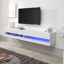 You can transform your room into a modern living room or a more. Abril Wall Mounted Medium Tv Stand In White Gloss With Led Furniture In Fashion