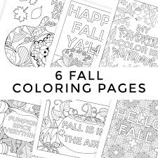 6 Fall Coloring Pages Digital Download Happy Fall Ya Ll With Sayings To Color Fall Coloring Pages Coloring Pages Happy Fall