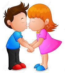 Ilustracion De Dibujos Animados De Besos De Nino Y Nina Ilustraciones Vectoriales Clip Art Vectorizado Libre De Derechos Image 71597024