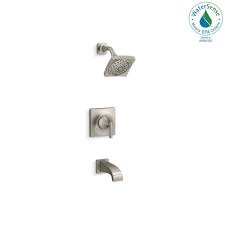 Kohler Katun 1 Handle 3 Spray Tub And Shower Faucet In Brushed Nickel Valve Included K R78040 4e Bn The Home Depot Tub And Shower Faucets Shower Faucet Shower Tub