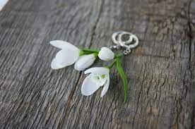 Snowdrops Forest Earrings Plant Lover Gift Polymer Clay Etsy In 2021 Flower Jewellery Polymer Clay Jewelry Clay Jewelry