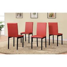 Roundhill Furniture Noyes Faux Leather Dining Side Chair Set Of 4 White Red Dining Chairs Dining Chairs Side Chairs