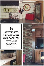 Removing the doors will help keep them damage free as well as make the cabinet lighter. 7 Ideas For Updating Wood Rv Cabinets Without Painting Them Updating Oak Cabinets Oak Cabinets Oak Kitchen