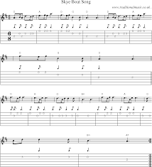 Scottish Tune Score Guitar Chords Tabs Skye Boat Song Guitar Chords Songs The Skye Boat Song