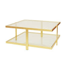 36w x 1.5d x 60h. Worlds Away Modern Two Tier Square Coffee Table In Gold Leaf Maris G