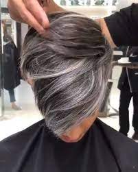 Stylish Easy Pixie Haircut For Women Cute Short Hairstyle Ideas Shorthairidea Gray Hair Highlights Blending Gray Hair Short Hair Styles