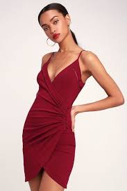 Dylan Wine Red Wrap Mini Dress Mini Dress Red Cocktail Dress Red Dress Women