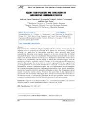 Pdf Role Of Tour Operators And Travel Agencies In Promoting Sustainable Tourism