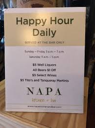 Wir helfen dir bei der suche nach deinen traummöbeln für das wohnzimmer. Happy Hour Drinks Picture Of Napa Kitchen And Bar Montgomery Tripadvisor