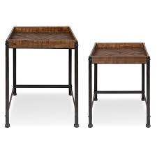 Malachy Rustic Modern Side Accent 2 Piece Nesting Tables Wood Nesting Tables Unique Bedside Tables Wood Coffee Table Rustic