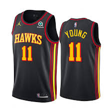 Get one of these awesome jerseys for yourself before we run out. Trae Young Black Jersey 2020 21 Hawks 11 Statement Edition Jumpman Jersey