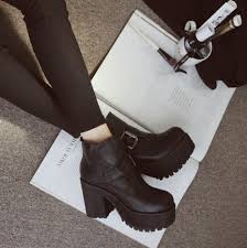 Black Ankle Boots Outfit Tumblr Where Can I Find These Shoes Tumblr Black Chunky Thick Soles Shoe Boots Chunky Heel Shoes Platform Ankle Boots