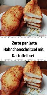 Zarte Panierte Hahnchenschnitzel Mit Kartoffelbrei Hahnchen Schnitzel Hahnchenschnitzel Panieren