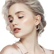 Imitation Pearl Hoop Earrings for Women