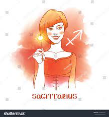 Sagittarius Astrological Sign Beautiful Red Haired Girl With Sparkler Watercolor Backgroundbeautiful Red Sign Sagittarius Red Sign Red Hair Beautiful
