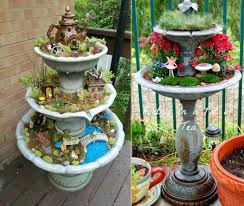 15 Unusual Fairy Gardens Created By Recycled Things Ideas Gardenideas Gardening Fairy Garden Decor Fairy Garden Fountain Recycled Garden Art