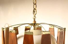 Danish ceiling lamp by david mogensen for superlight, 1970s. Vintage Teak And Brass Mid Century Danish Modern Light Fixture Chandelier At 1stdibs