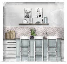 A fresh design for a transitional kitchen with subway tile, a farmhouse sink, open shelving, and black framed windows. 7 Rendering Floor Plans Elevations